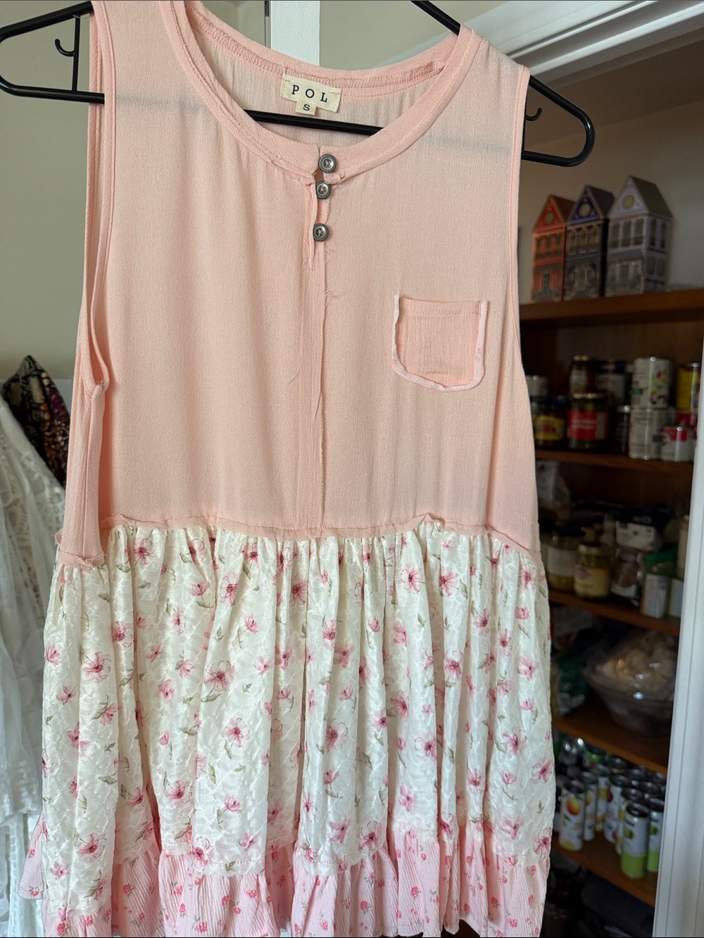 POL Girls Light Pink Floral Tiered Shirt